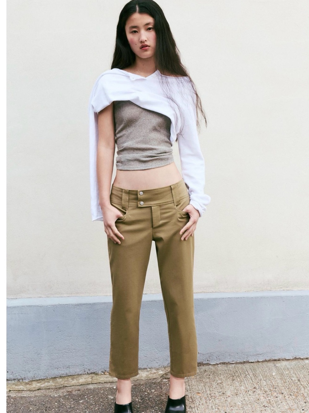 Buckle Capri Pants - Khaki capri